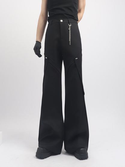 Chain Decor Seam Design Flare Trousers WN23688