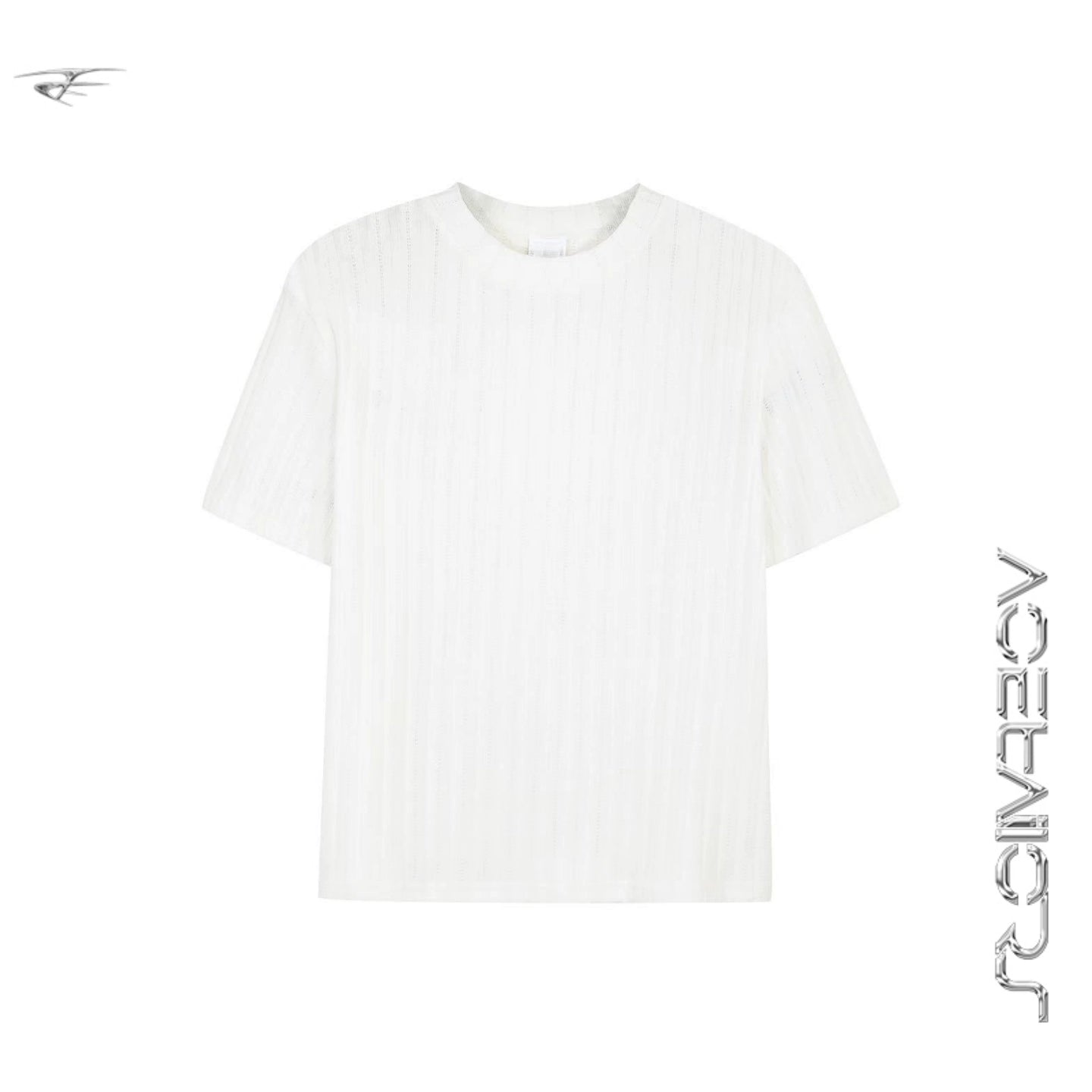 Vertical Stripe Knit Short Sleeve T-Shirt WN20085