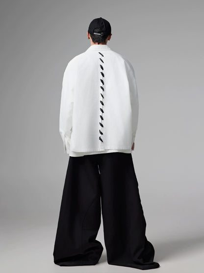 Stitch Design Oversize Long Sleeve Shirt WN13327