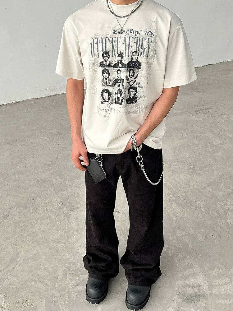 Portrait Print Oversize Short Sleeve T-Shirt WN19565