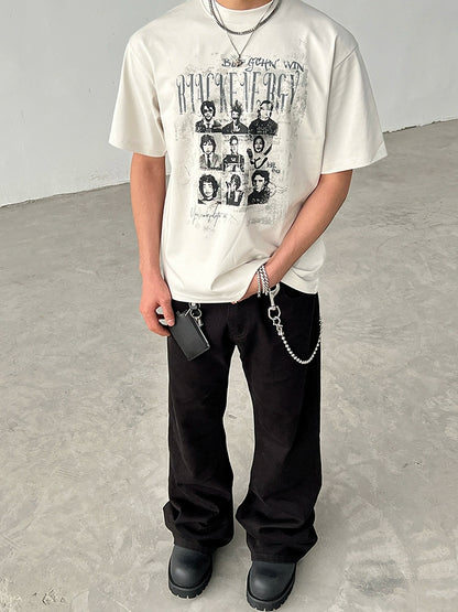 Portrait Print Oversize Short Sleeve T-Shirt WN19565