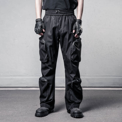 Multi-Pocket Zipper Wide Leg Cargo Pants WN22529