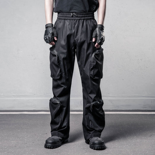 Multi-Pocket Zipper Wide Leg Cargo Pants WN22529