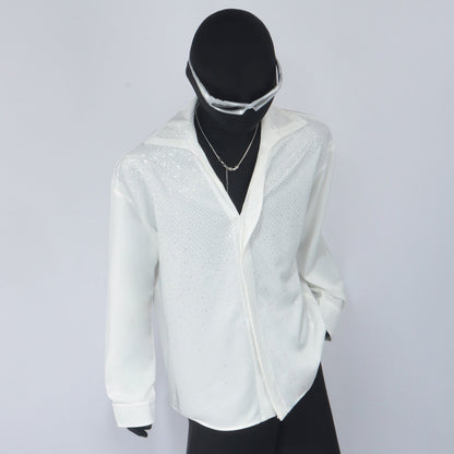 Rhinestone Decor Long Sleeve Shirt WN23708