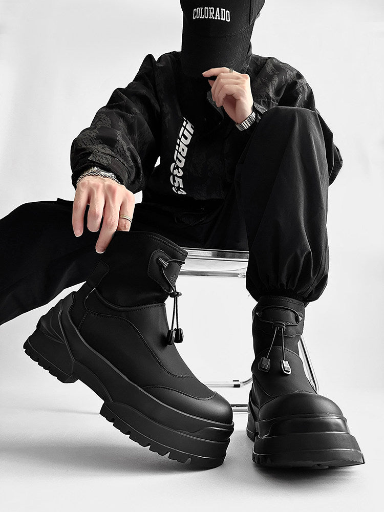 Matte Black Techwear Chunky Boots WN24499