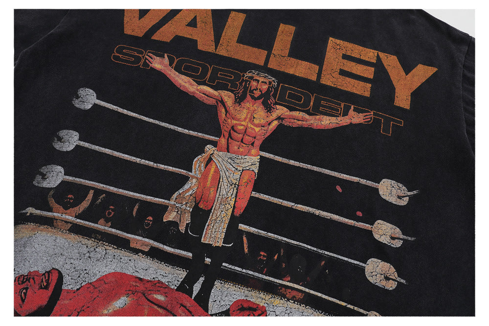 Wrestling Print Graphic Short Sleeve T-Shirt WN26458