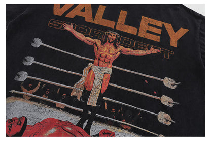 Wrestling Print Graphic Short Sleeve T-Shirt WN26458
