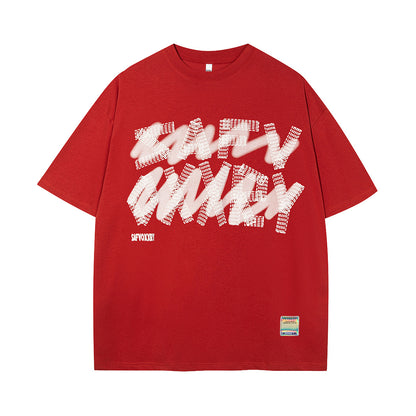 Foam Letter Print Short Sleeve T-Shirt WN25791
