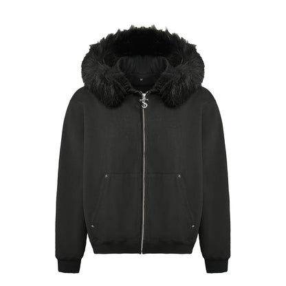 Detachable Fake Fur Collar Zipper Hoodie WN11976