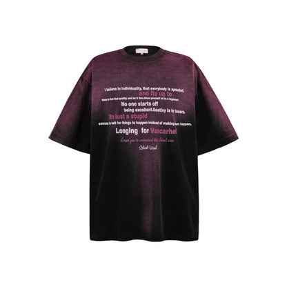 Lettrer Print Wash Gradient Half Sleeve T-Shirt WN5268