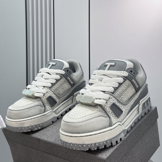Platform Patchwork Lace-Up Sneakers WN24813