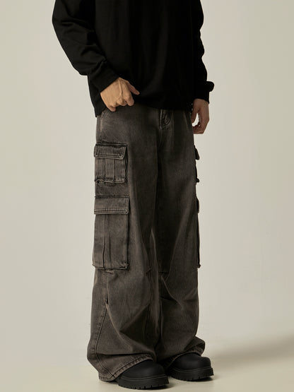 Wide Leg Cargo Denim Jeans WN8981