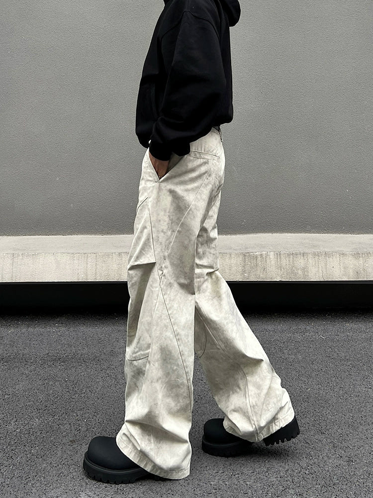 Marble Pattern Wide Leg Pants WN19543