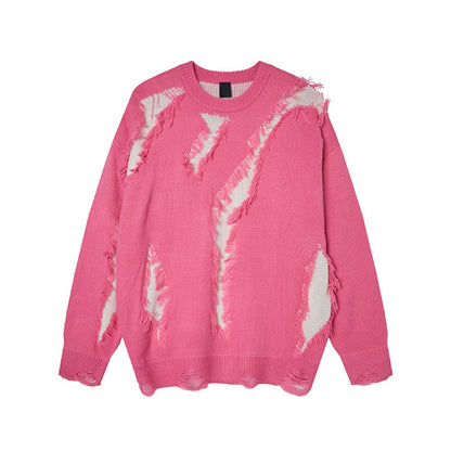 Damage Hole Oversize Knit Sweater WN21046