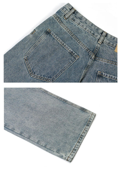 Washed Panel Wide Leg Denim Jeans WN26248