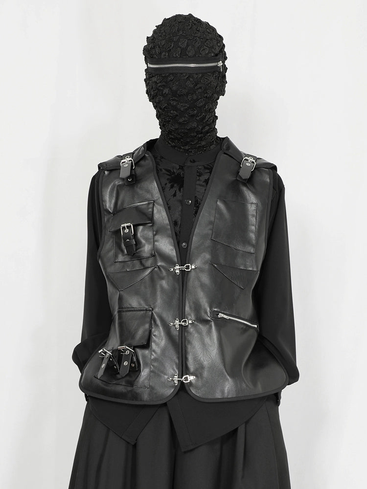 Studs Design PU Leather Short Vest Jacket WN20145