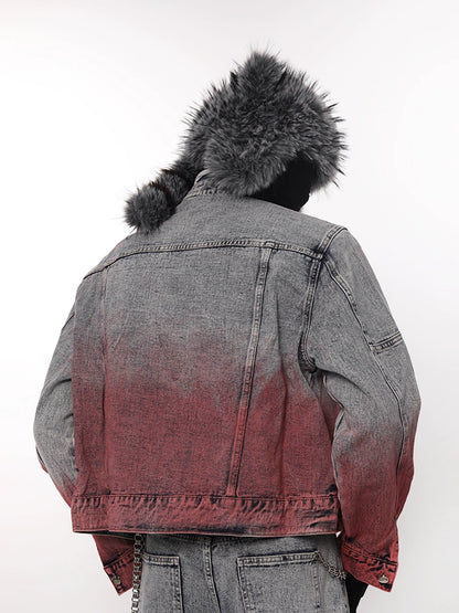 Gradient Design Denim Jacket & Zipper Design Denim Jeans Setup WN18608