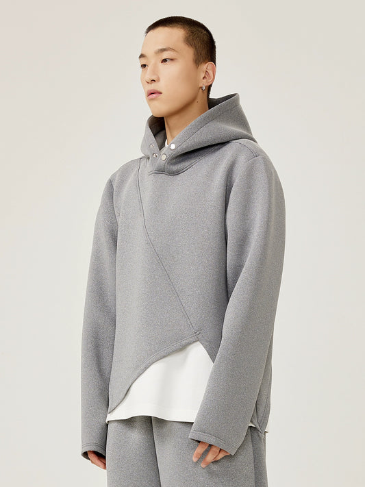 Asymmetric Oversize Gray Pullover Hoodie WN13333