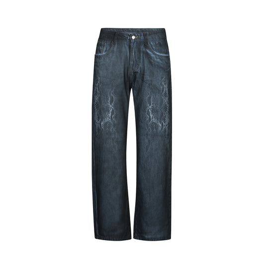 Washed Straight Denim Jeans WN12935