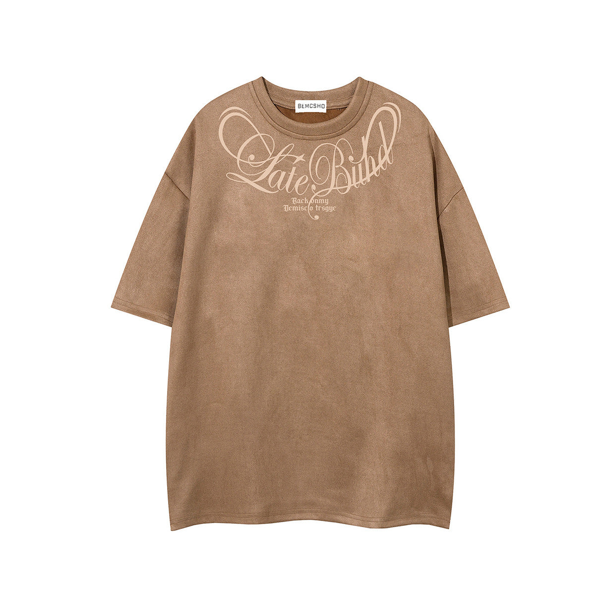 Suede Letter Print Short Sleeve T-Shirt WN25583