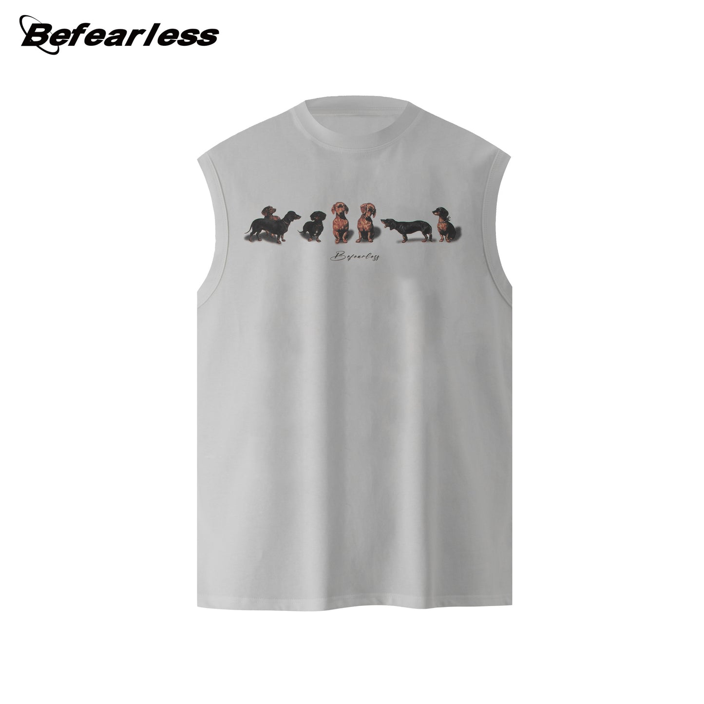 Washed Dog Print Oversize Sleeveless T-Shirt WN26413