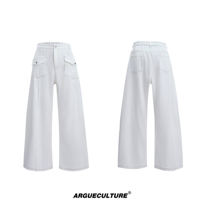 Pearl Detail Collarless Short Denim Jacket & Cargo Denim Jeans Setup WN20513