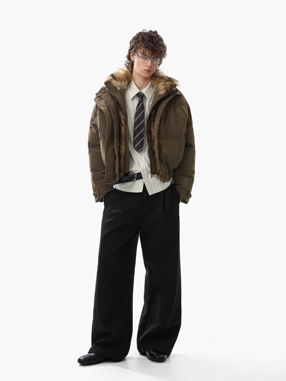 Fake Fur Trim Fake Layered Oversize Puffer Jacket WN27933