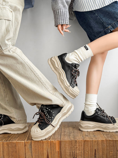 Chunky Shell Toe Platform Lace-Up Sneakers WN24517