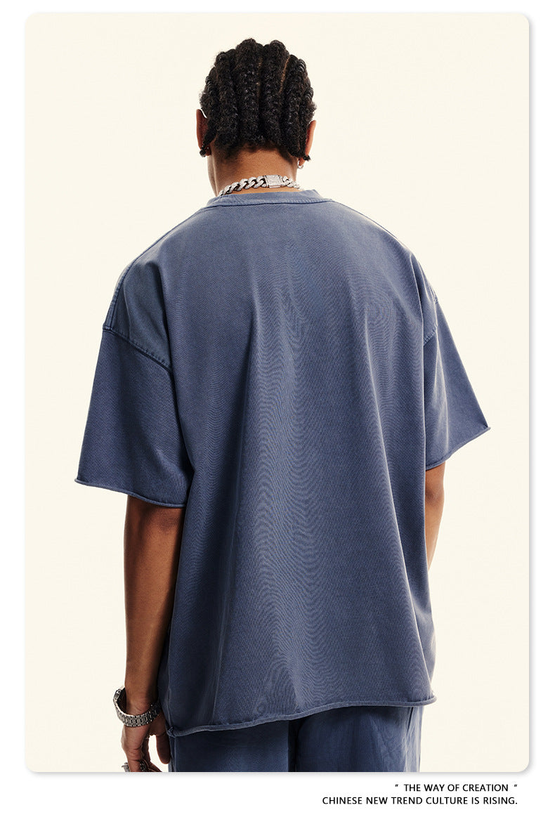 Washed Heavyweight Short Sleeve T-Shirt & Short Sweatpants Setup WN6167