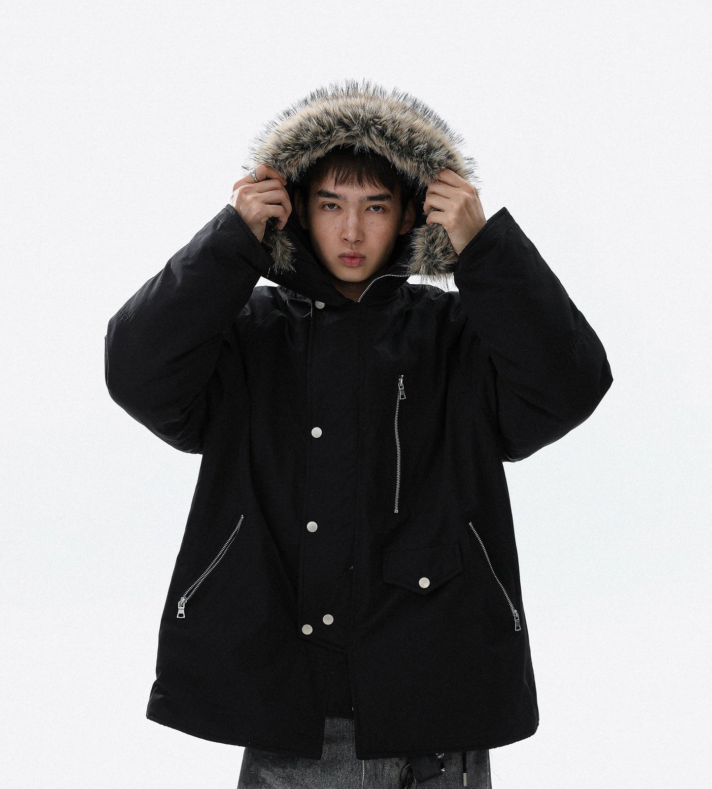 Fake Fur-Collar Hooded Jacket WN22119