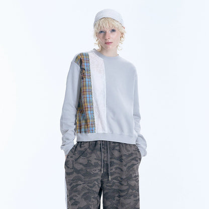 Patchwork Lace Cutout Sequin Embroidery Sweatshirt WN18947