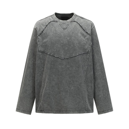 Deconstruction Applique Washed Long Sleeve T-Shirt WN21035