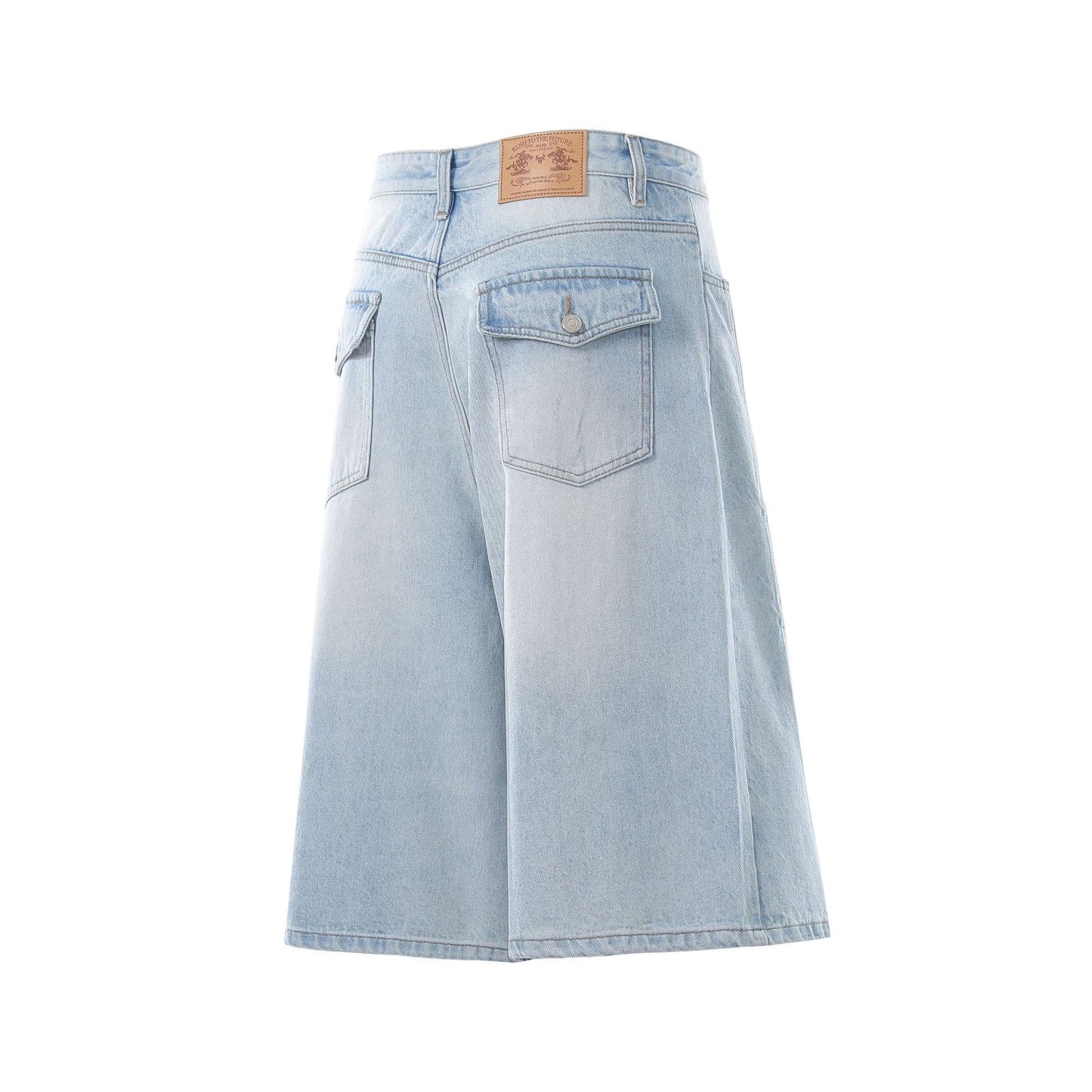 Denim Wash Wide Leg Half Pants WN25644