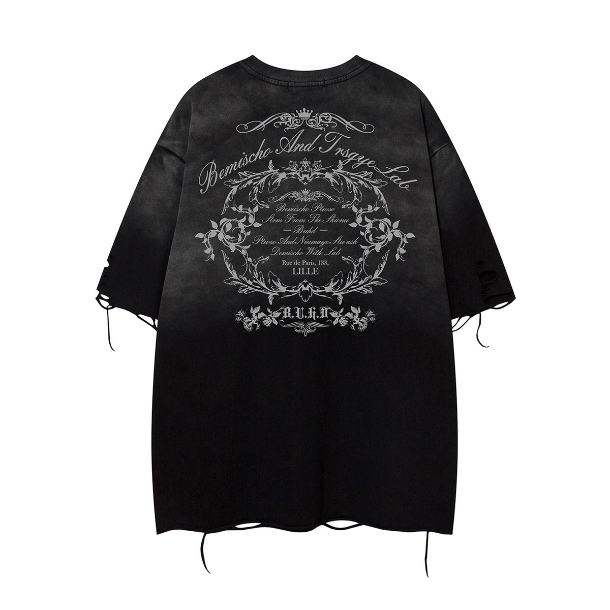 Gradient Washed Damage Oversize Short Sleeve T-Shirt WN26927