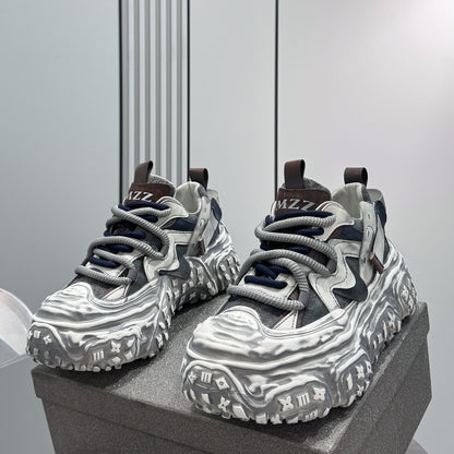 Strap Washed Platform Chunky Sole Sneaker WN24714
