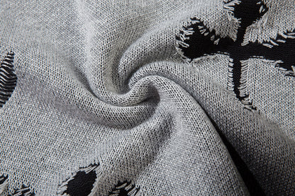 Spray Paint Cross Hole Kint Sweater WN11259
