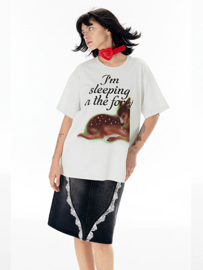 Deer Print Short Sleeve T-Shirt & Tank Top WN19034