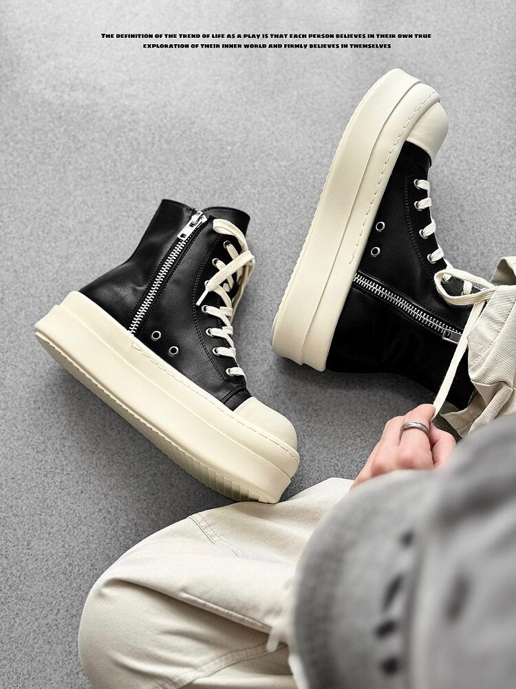 Lace Up Side Zipper Thick Sole Short Boots WN24510
