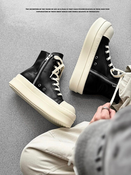 Lace Up Side Zipper Thick Sole Short Boots WN24510
