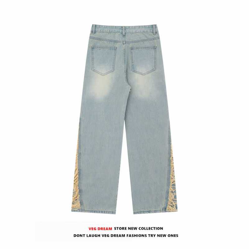 WIde-leg Ripped Design Denim Jeans WN5568