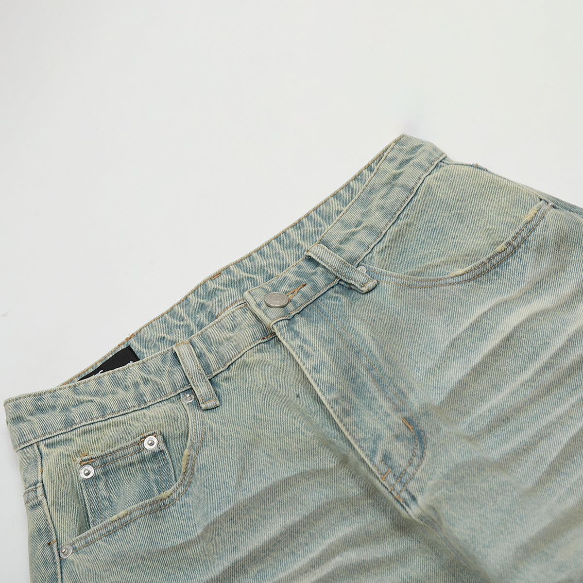 Washed Wide Leg Curved Denim Jeans WN23032