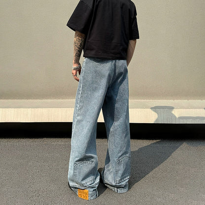 Reversed Design Straight Denim Half Pants & Denim Jeans WN19394