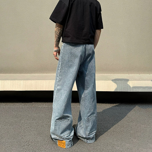 Reversed Design Straight Denim Half Pants & Denim Jeans WN19394