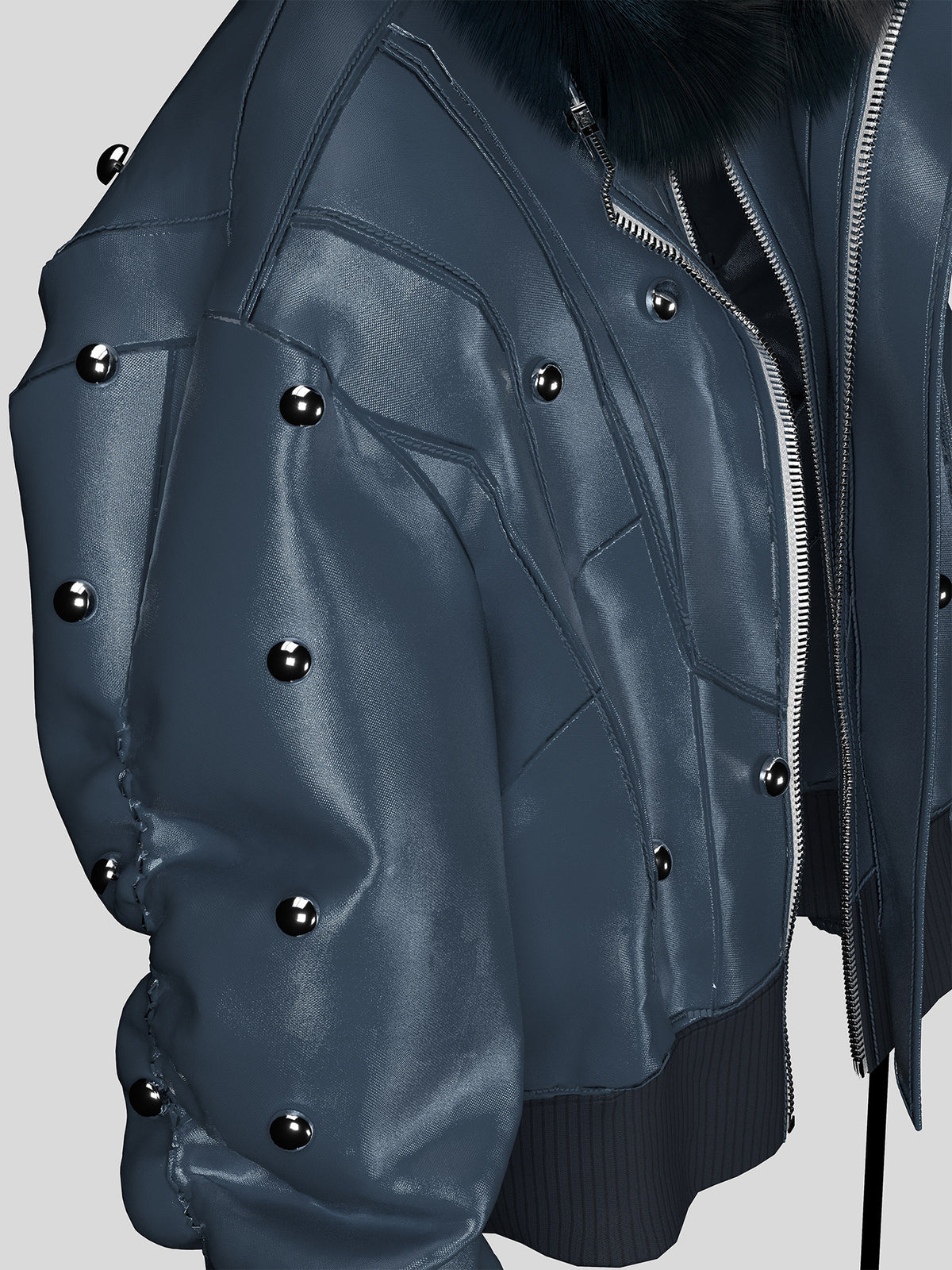 Fake Fur Collar Stud Oversize Puffer Jacket WN27139
