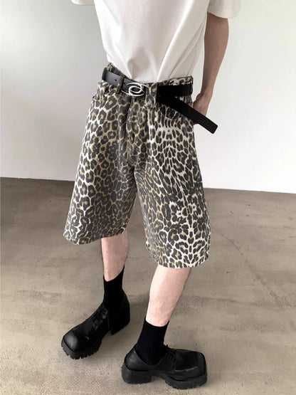 Leopard Print Short Denim Jeans  WN7065