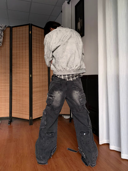 Washed Multi-Pocket Denim Jeans WN22226