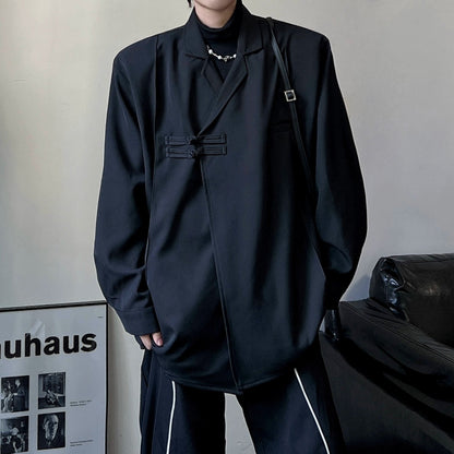 Chinese Style Asymmetrical Slant Opening Long Sleeve Shirt WN19333