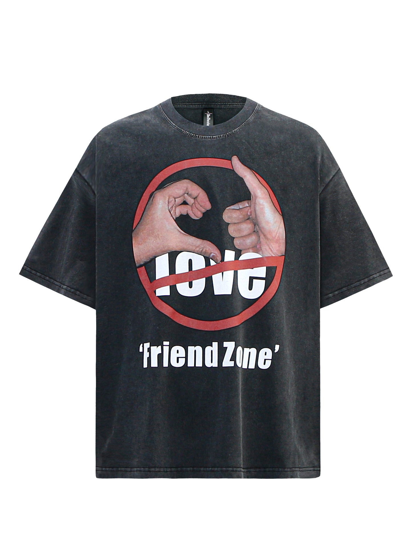 Washed Prohibition Sign Graphic Oversize Short Sleeve T-Shirt WN26344