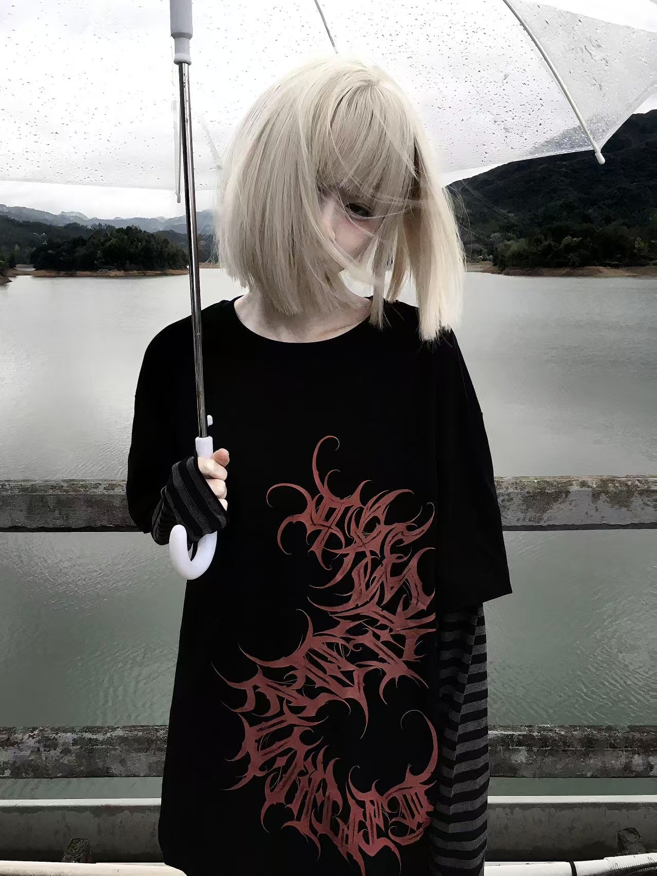 Fake Layered Print Long Sleeve T-Shirt WN15609