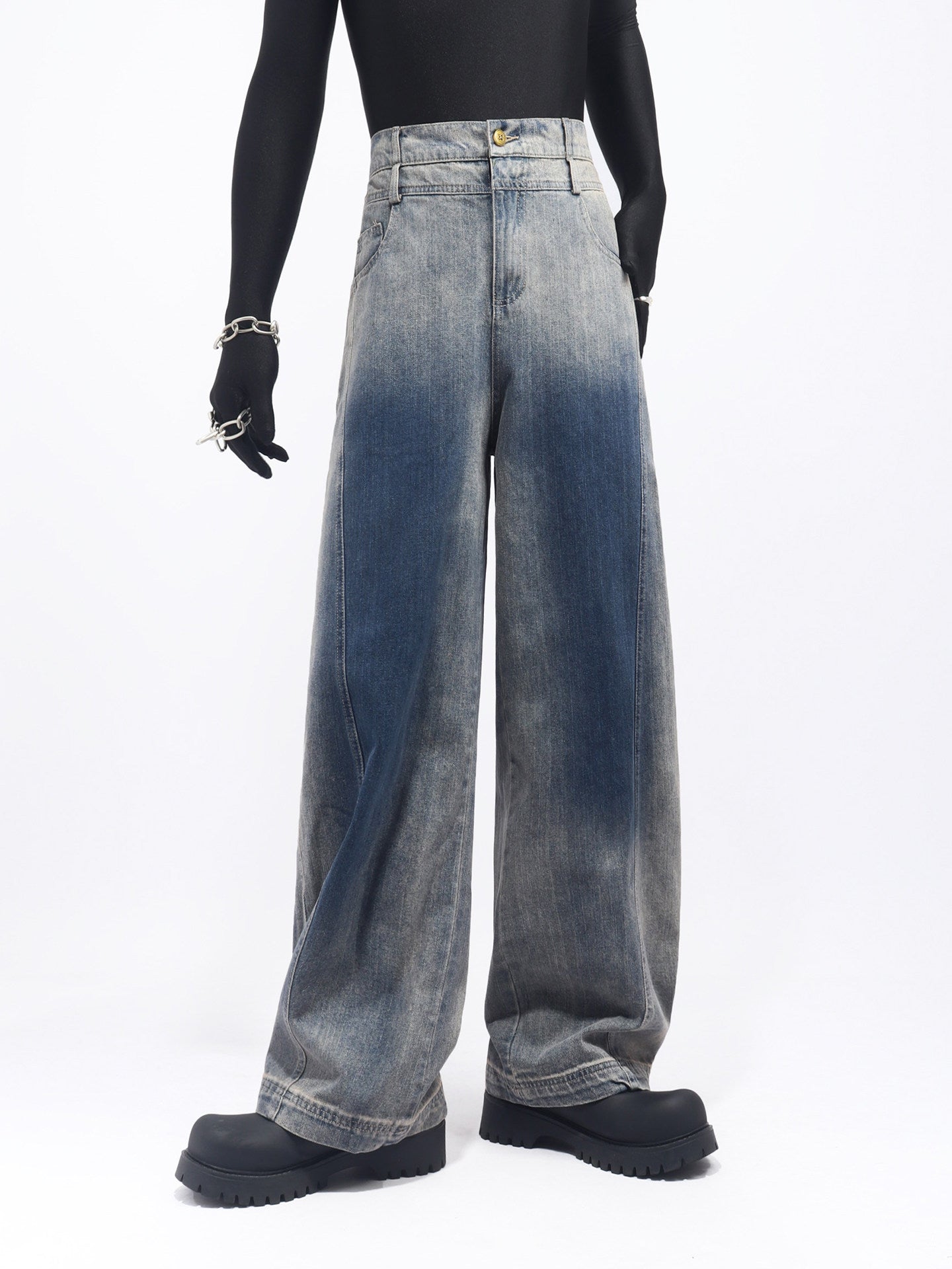 Denim Short Sleeve Jacket & Wide Leg Denim Jeans Setup WN23726